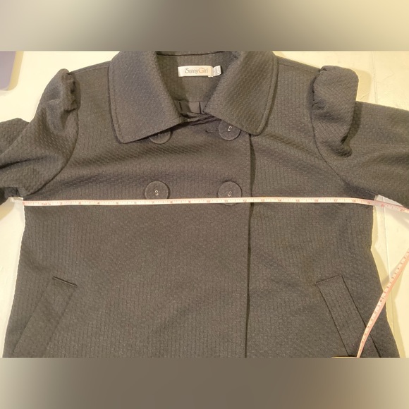 NWT Sunny Girl Woman’s Large Black Coat Jacket Cropped Short Buttons - Picture 5 of 9